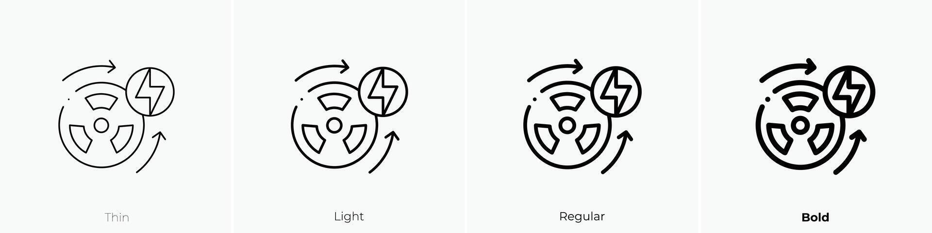 nuklear Energie Symbol. dünn, Licht, regulär und Fett gedruckt Stil Design isoliert auf Weiß Hintergrund vektor