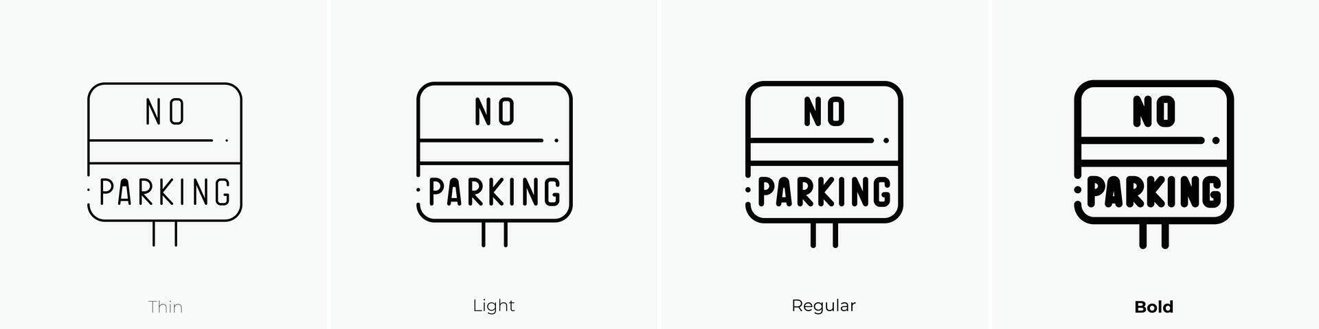Nej parkering ikon. tunn, ljus, regelbunden och djärv stil design isolerat på vit bakgrund vektor