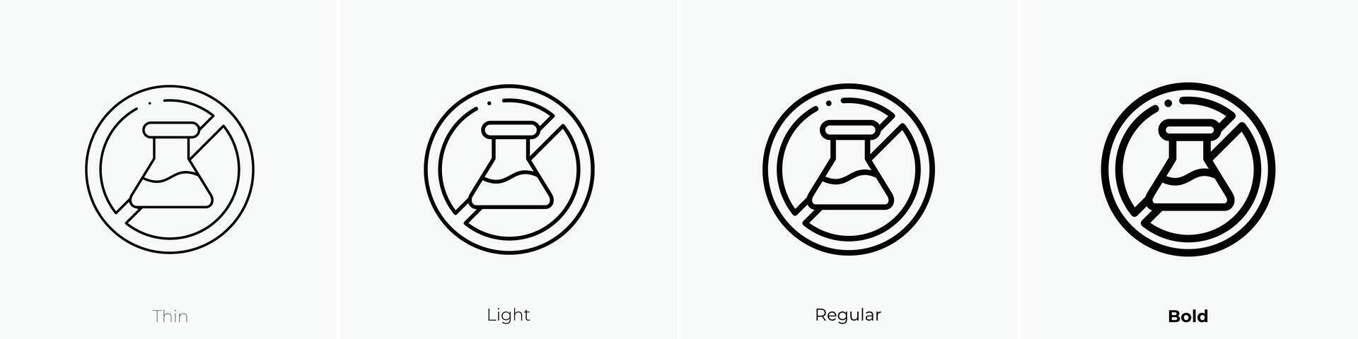 Nein chemisch Symbol. dünn, Licht, regulär und Fett gedruckt Stil Design isoliert auf Weiß Hintergrund vektor