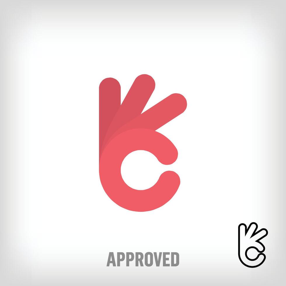kreativ hand och fingrar godkännande tecken logotyp design logotyp. unikt designad färger. godkännande och fullkomlighet vektor. vektor