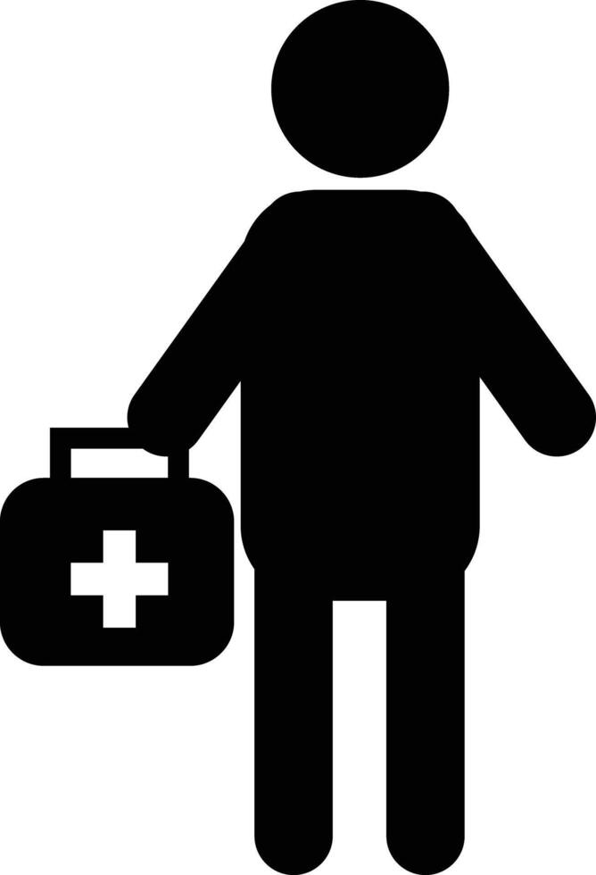 avatar läkare ikon. läkare ikon med först hjälpa väska tecken. läkare på plikt symbol. platt stil. vektor