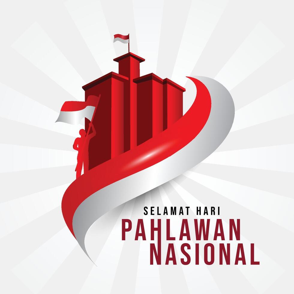 hälsning kort av Lycklig hjältar dag hari pahlawan indonesien vektor