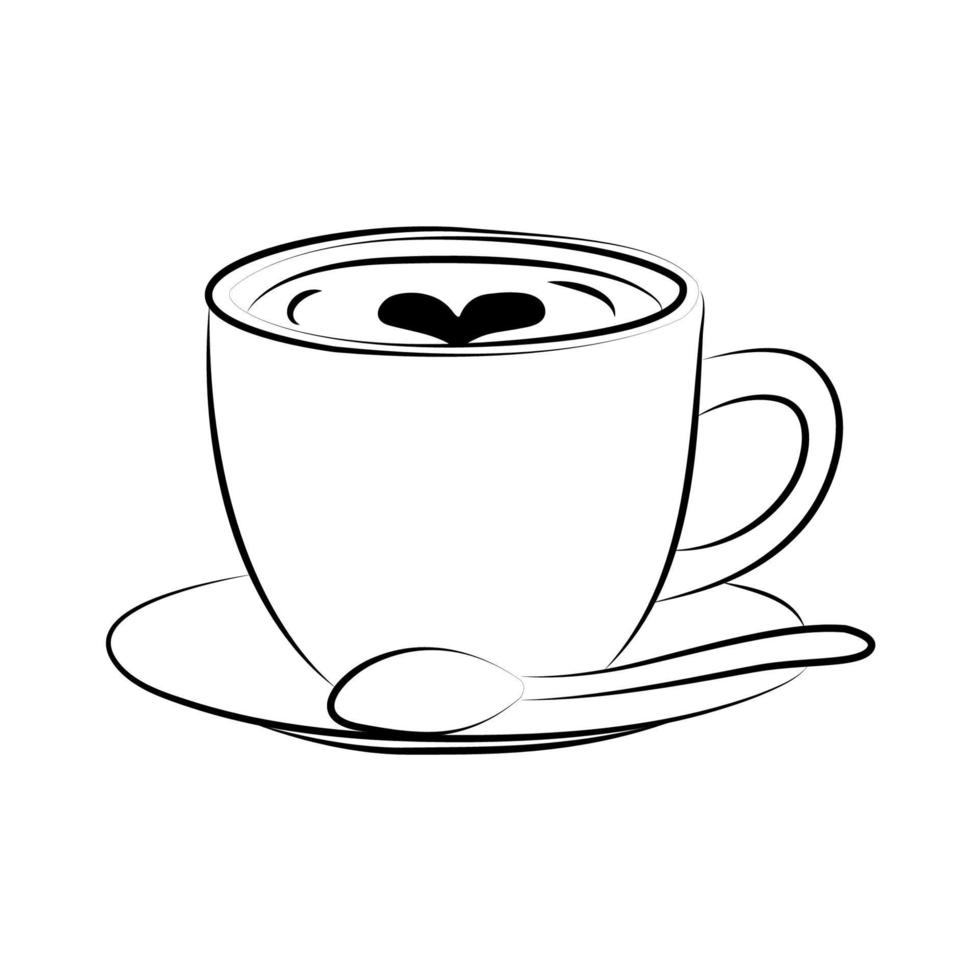 Logo weiße Kaffeetasse mit Löffeloberseite und Seitenansicht, Cappuccino, Americano, Espresso, Mokka, Latte, Kakao vektor