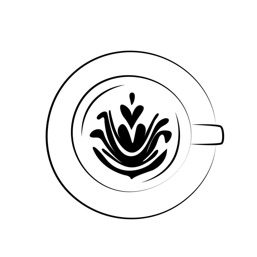 Logo weiße Kaffeetasse mit Löffeloberseite und Seitenansicht, Cappuccino, Americano, Espresso, Mokka, Latte, Kakao vektor