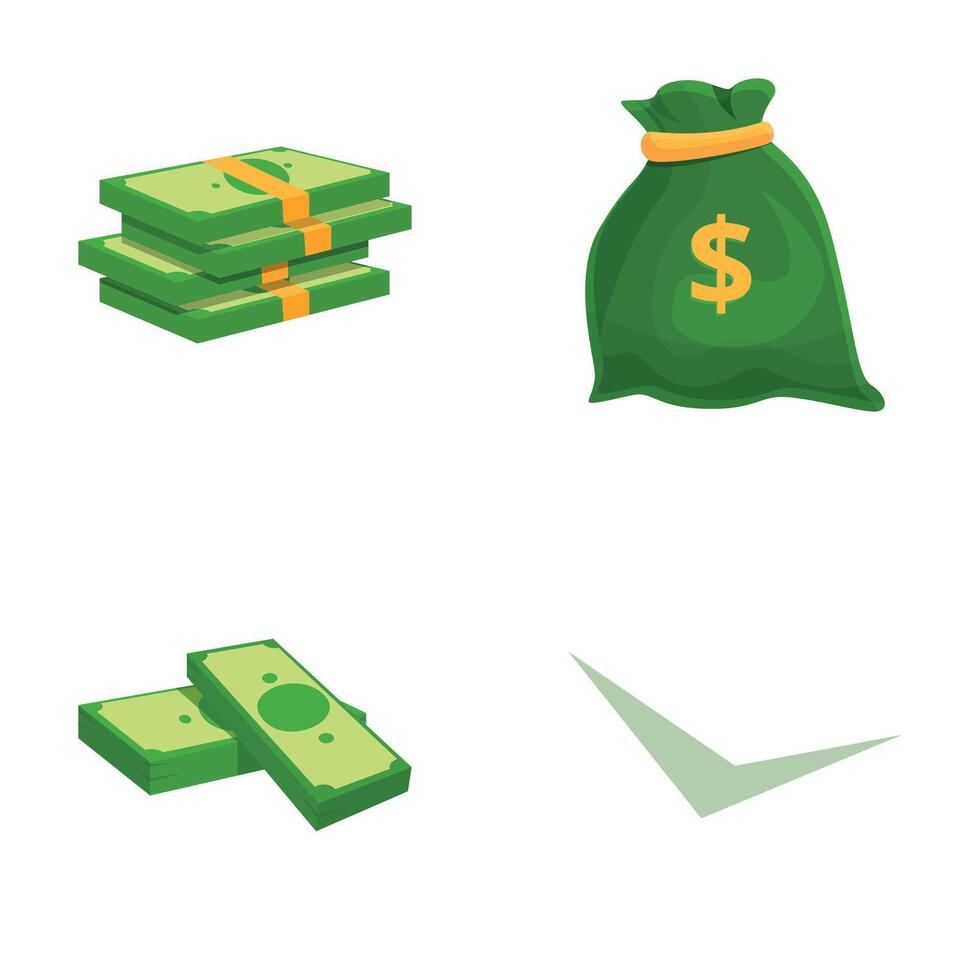 pengar ikoner uppsättning tecknad serie vektor. kontanter pengar vektor