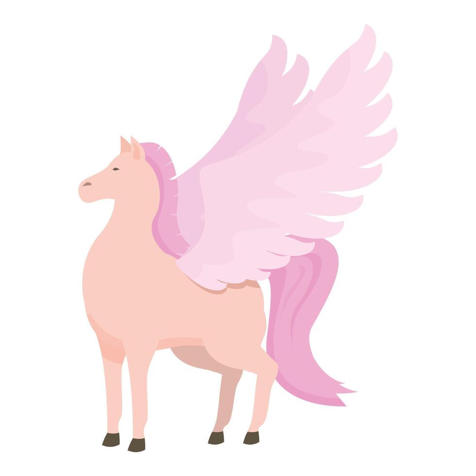 rosa djur- rida ikon tecknad serie vektor. vinge magi häst vektor