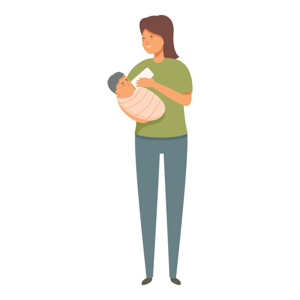 Pflege Mutter Baby Symbol Karikatur Vektor. Fütterung Mutter vektor