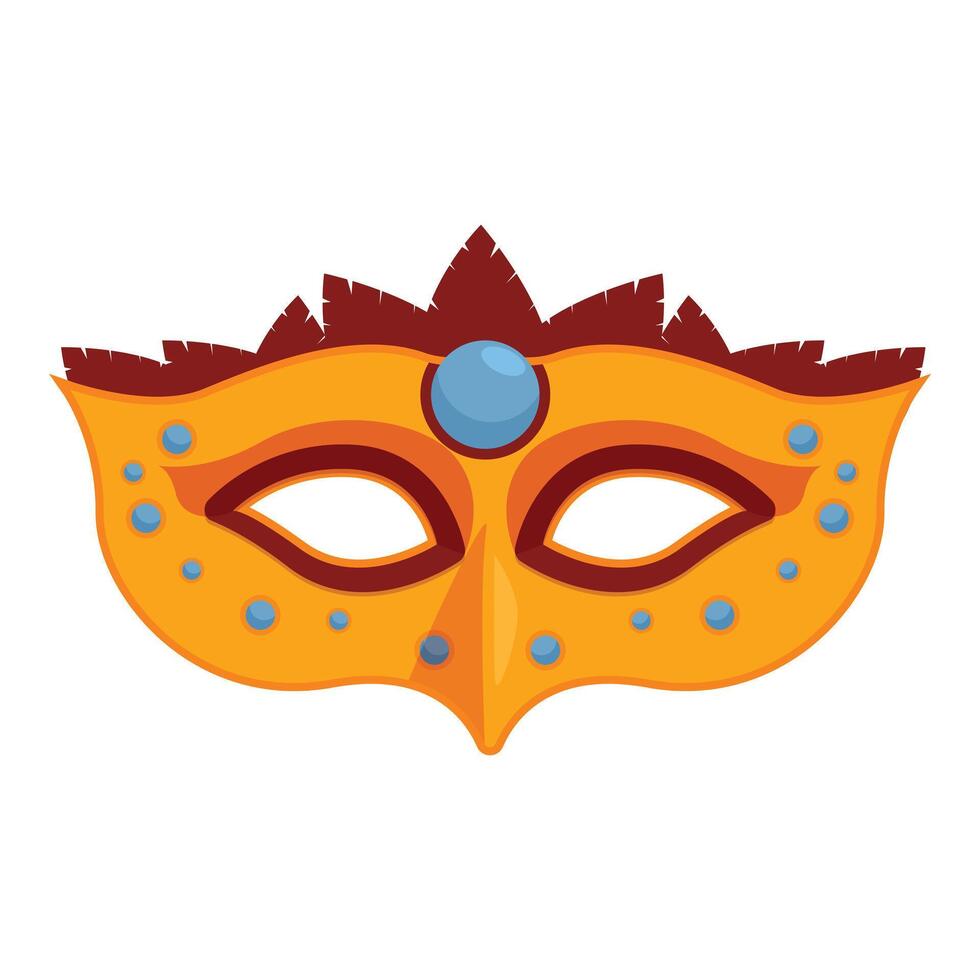 golden Feder Karneval Maske Symbol Karikatur Vektor. Mode Festival vektor