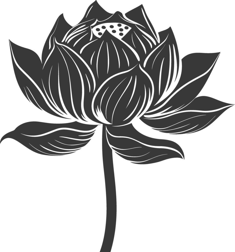 ai generiert Silhouette Lotus Blume schwarz Farbe nur vektor