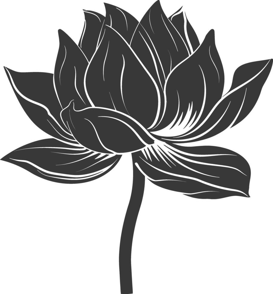 ai genererad silhuett lotus blomma svart Färg endast vektor