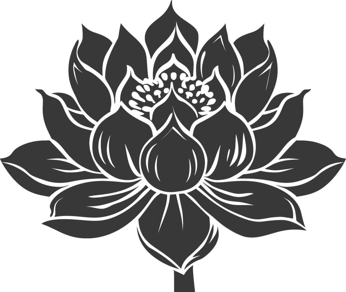 ai generiert Silhouette Lotus Blume schwarz Farbe nur vektor