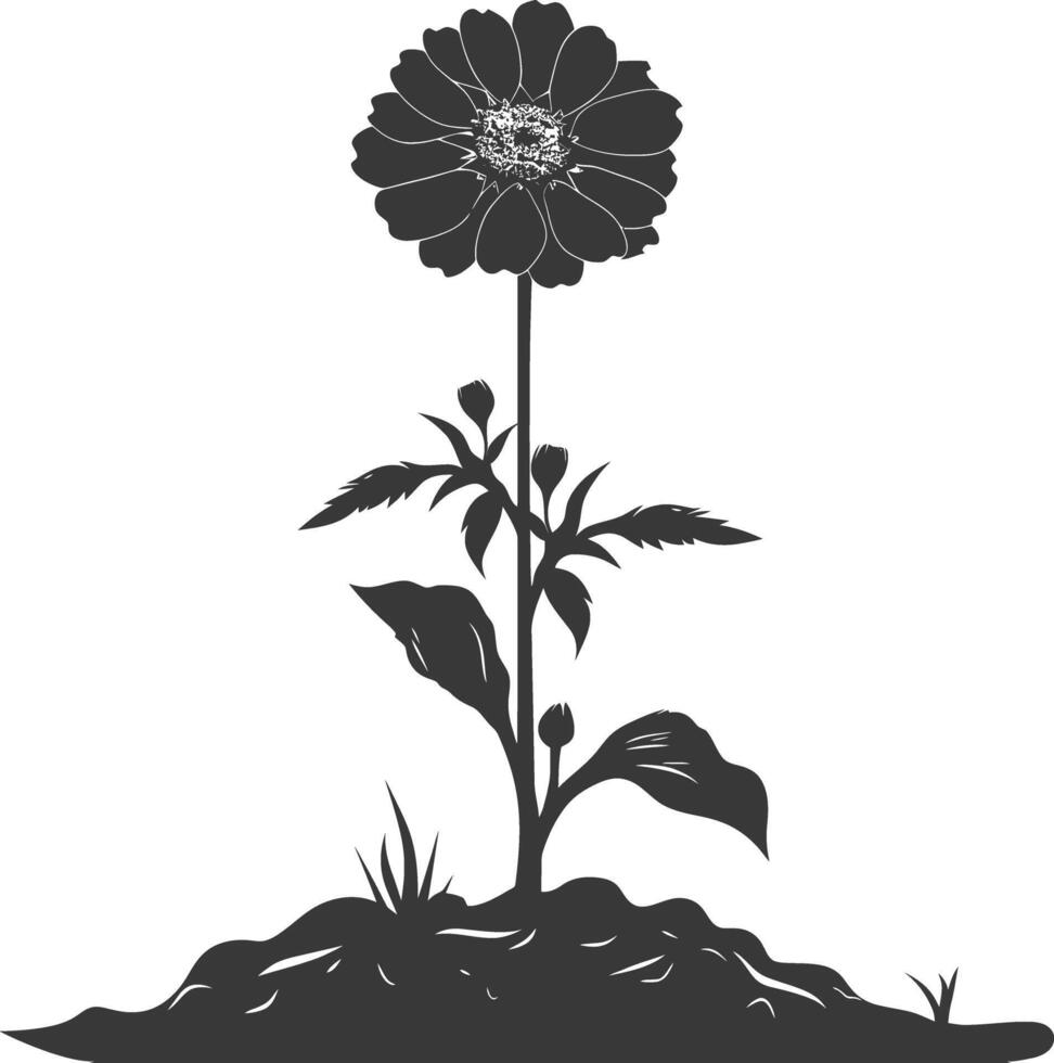 ai generiert Silhouette Ringelblume Blume im das Boden schwarz Farbe nur vektor