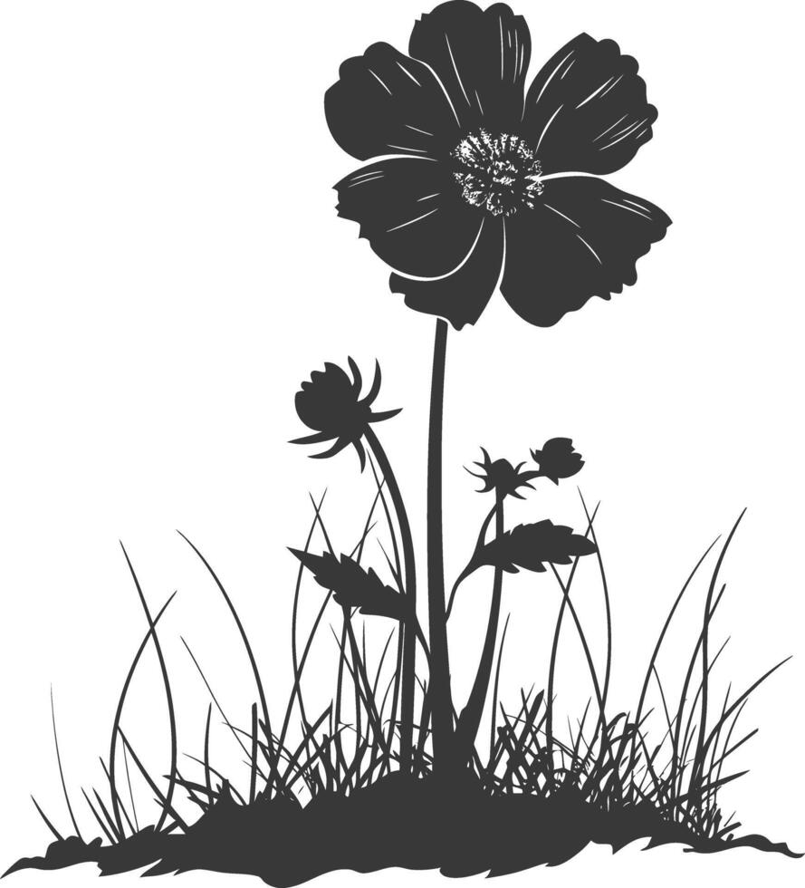 ai generiert Silhouette Ringelblume Blume im das Boden schwarz Farbe nur vektor