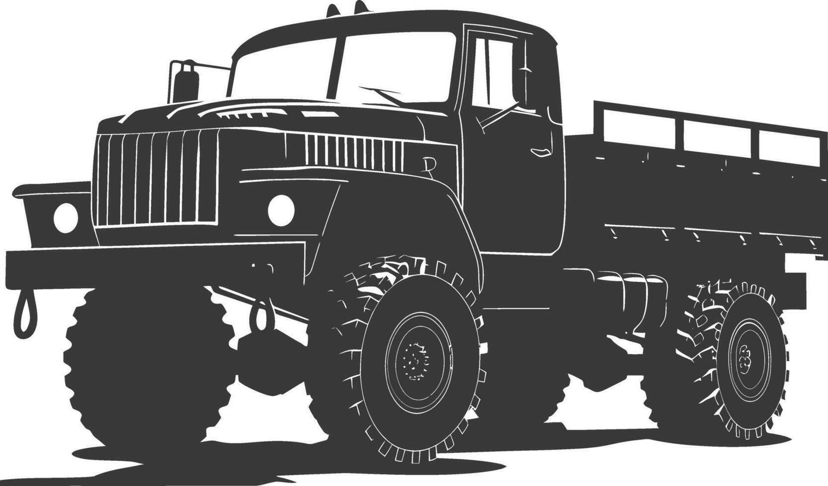 ai generiert Silhouette Militär- LKW schwarz Farbe nur vektor