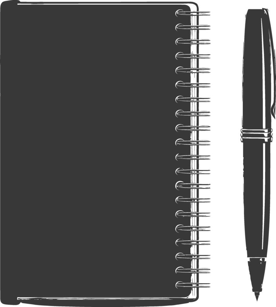 ai generiert Silhouette Notizbuch und Stift schwarz Farbe nur vektor
