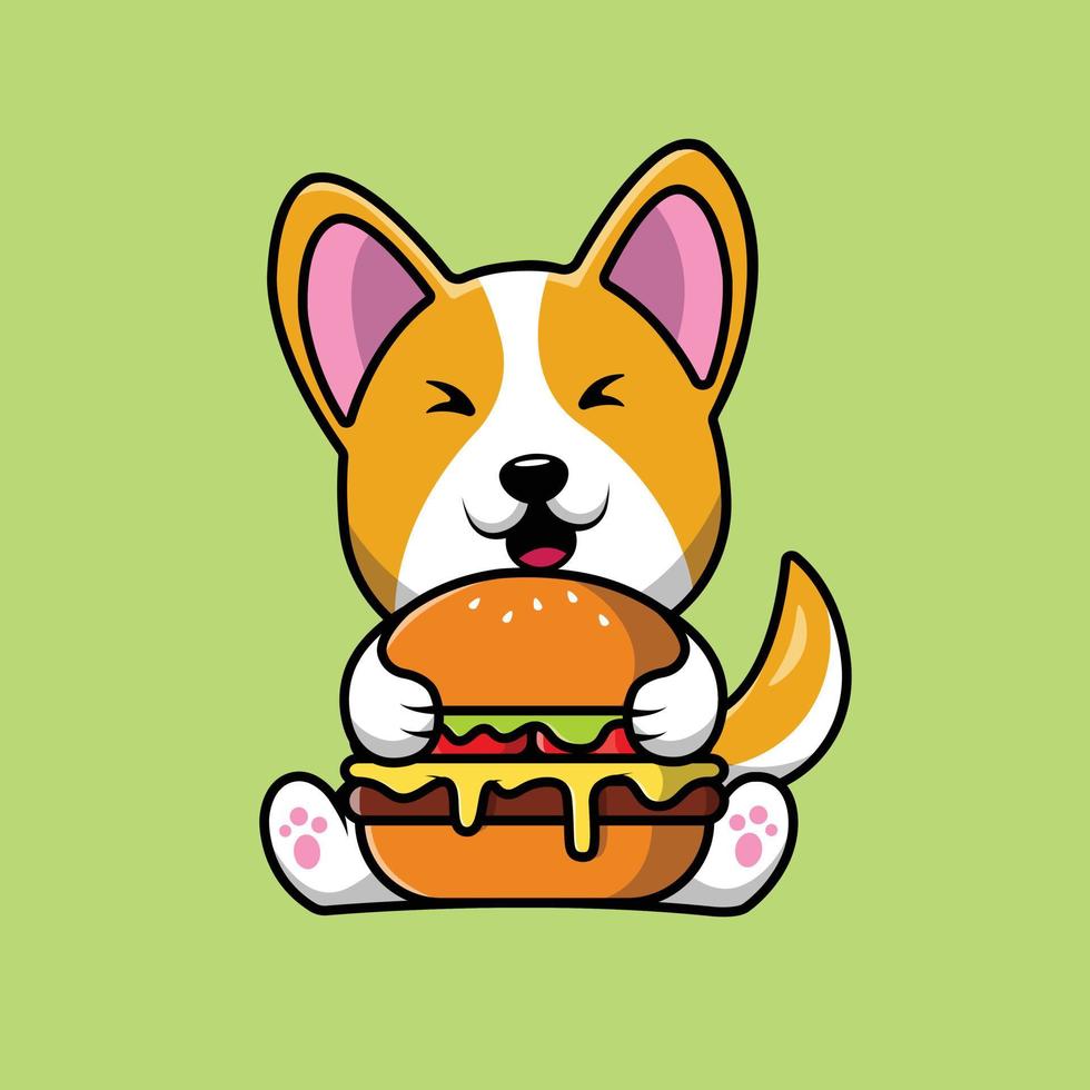 süßer Corgi-Hund mit Burger-Illustration vektor