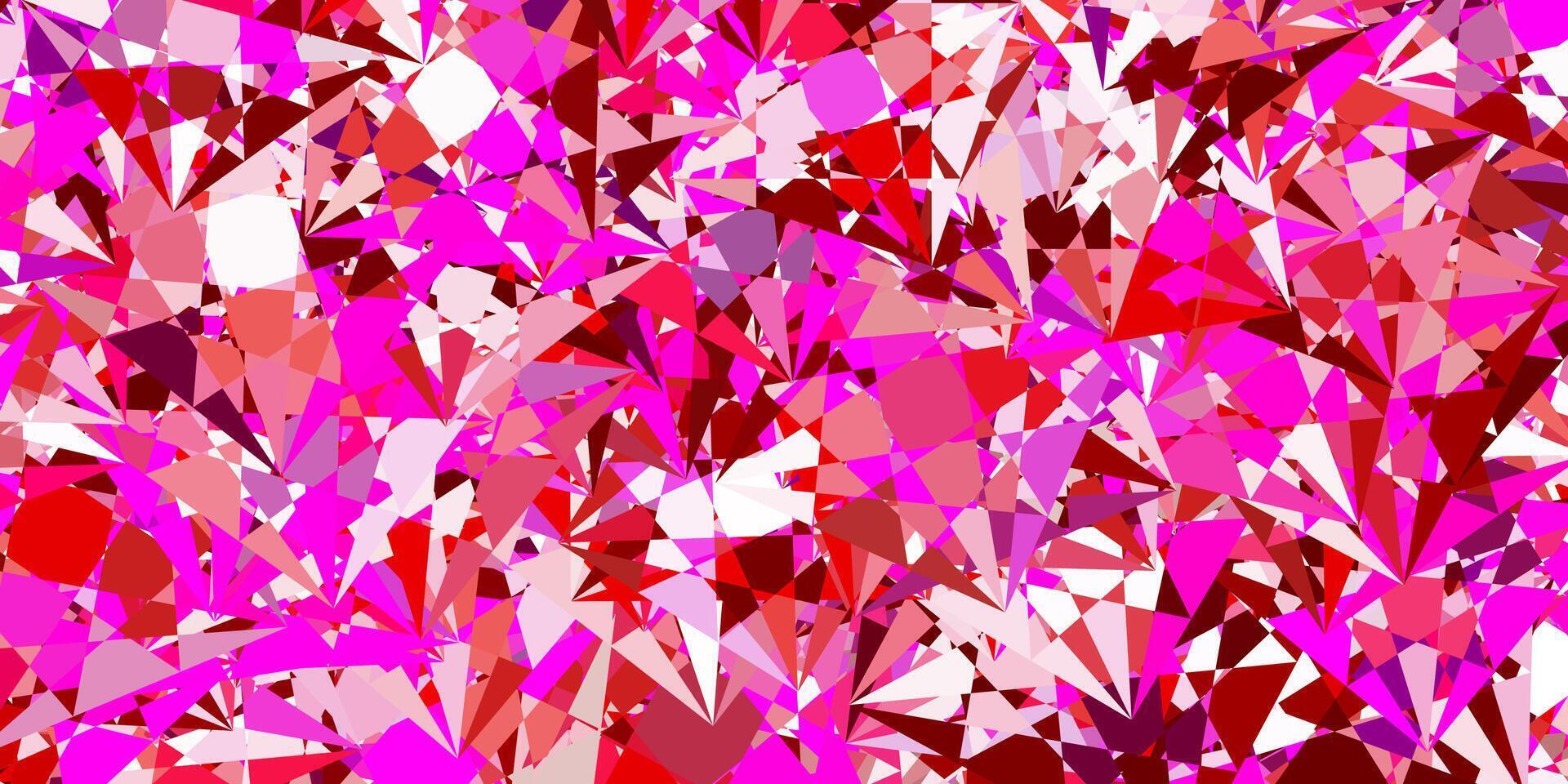 hellpurpurner, rosa Vektorhintergrund mit Dreiecken, Linien. vektor