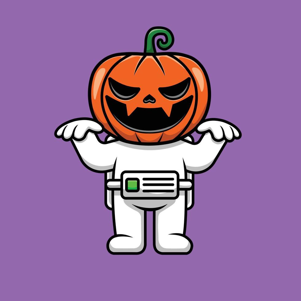 söt astronaut pumpa halloween illustration vektor