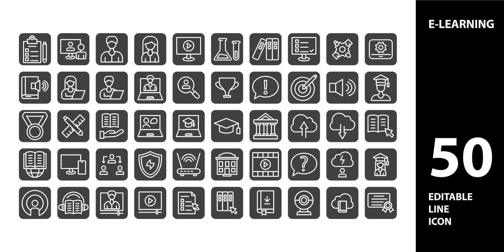 e-learning ikoner uppsättning. samling av enkel redigerbar ikoner för webb design, app, och Mer. vektor