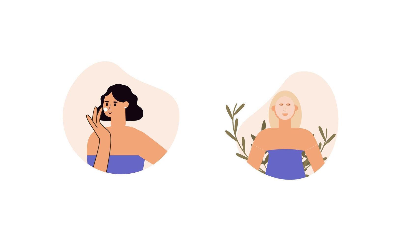 Frauen genießen Haut Pflege Routine beim Zuhause Illustration vektor