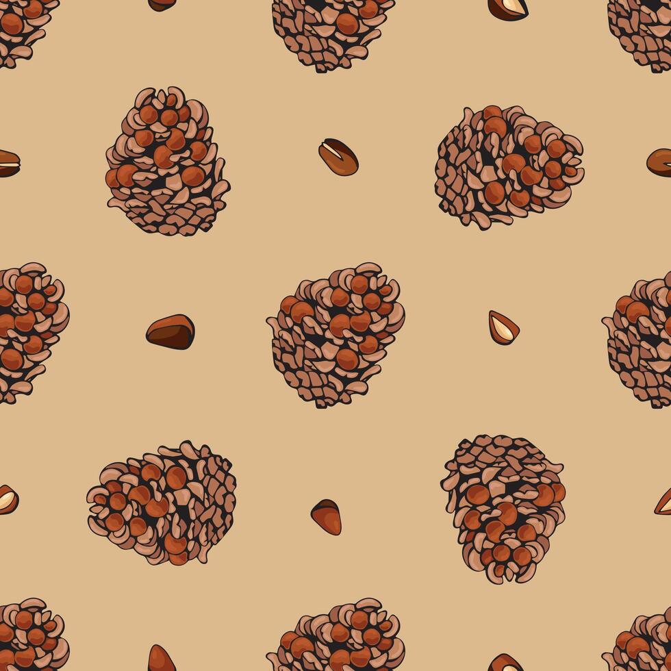 sömlös mönster med tall nötter. design för tyg, textil, tapet, förpackning. vektor