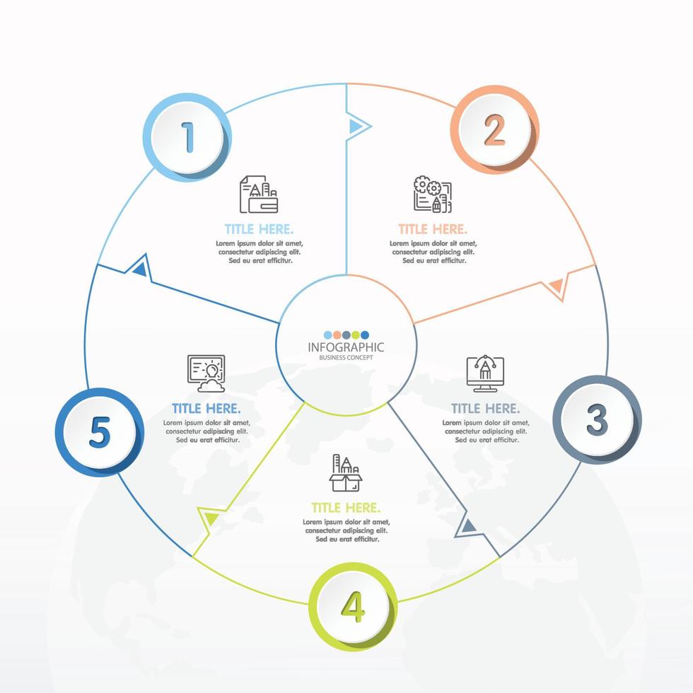 grundläggande cirkel infografisk mall med 5 steg, process eller alternativ, processdiagram. vektor