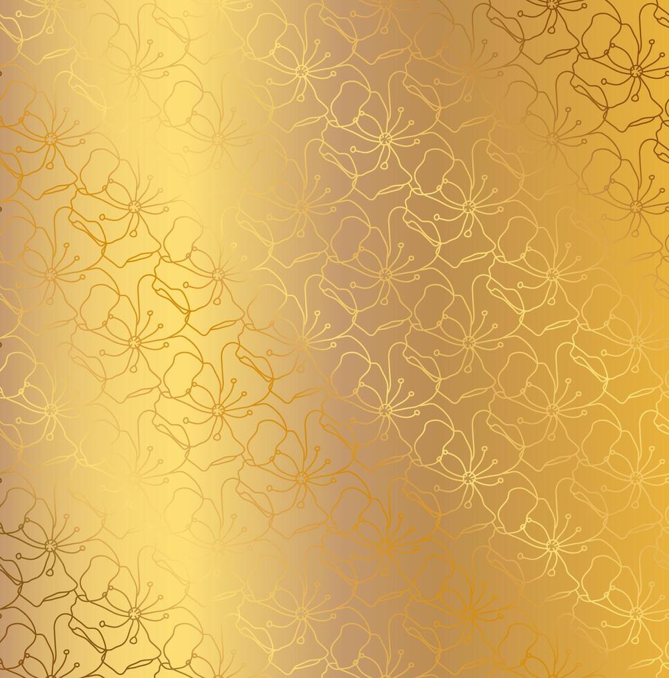 Gold abstrakt Gliederung Blumen- Muster Hintergrund vektor
