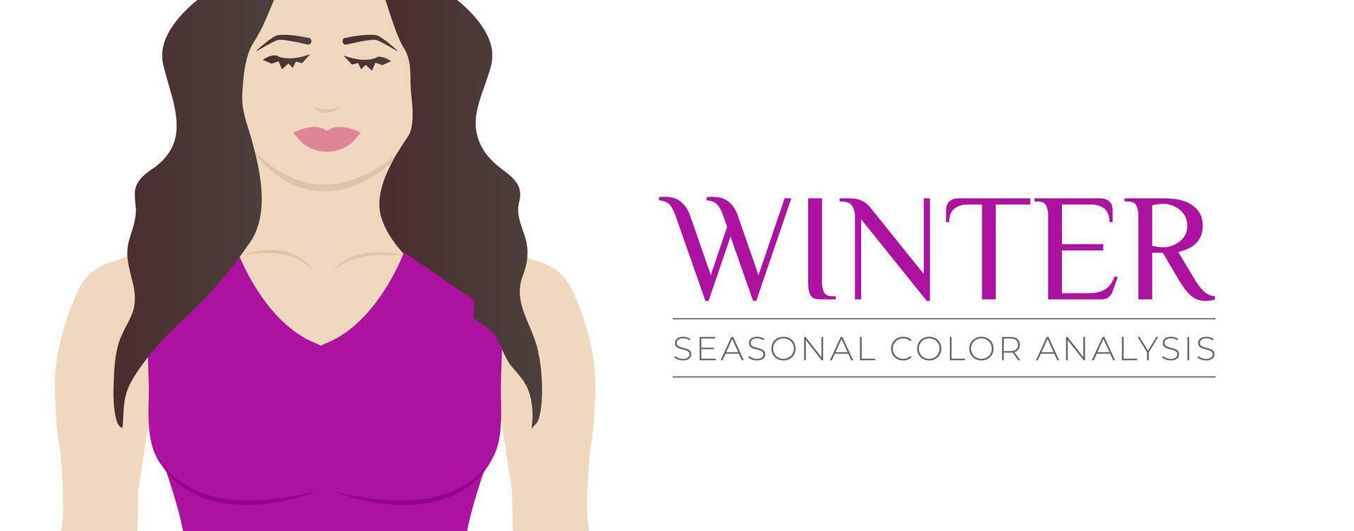 säsong- Färg analys vinter- baner bakgrund med kvinna illustration vektor