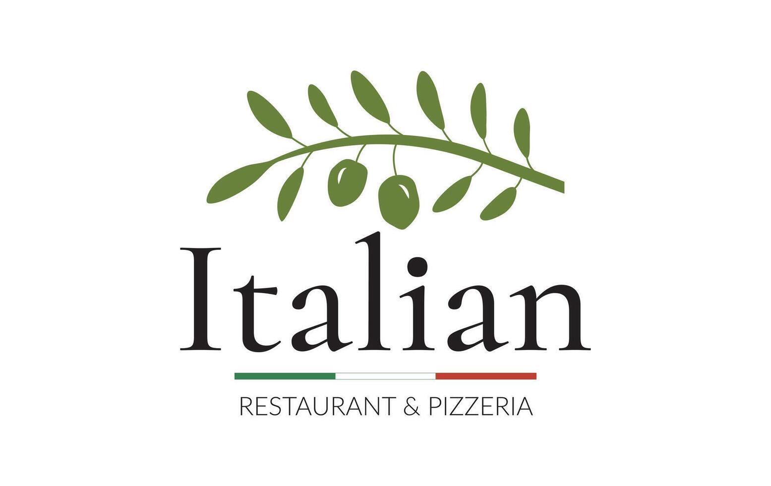 Grün Italienisch Restaurant und Pizzeria Logo mit Oliven vektor