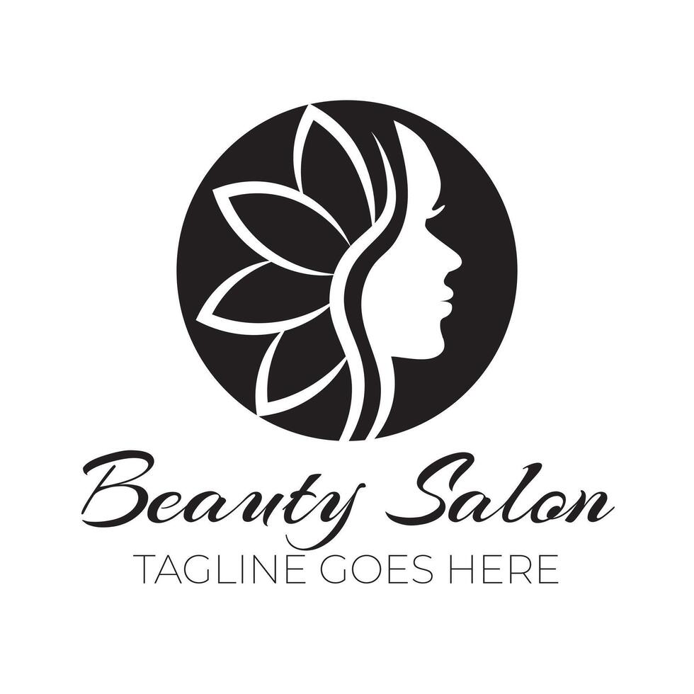 schwarz Schönheit Salon Logo Design Weiß Hintergrund vektor