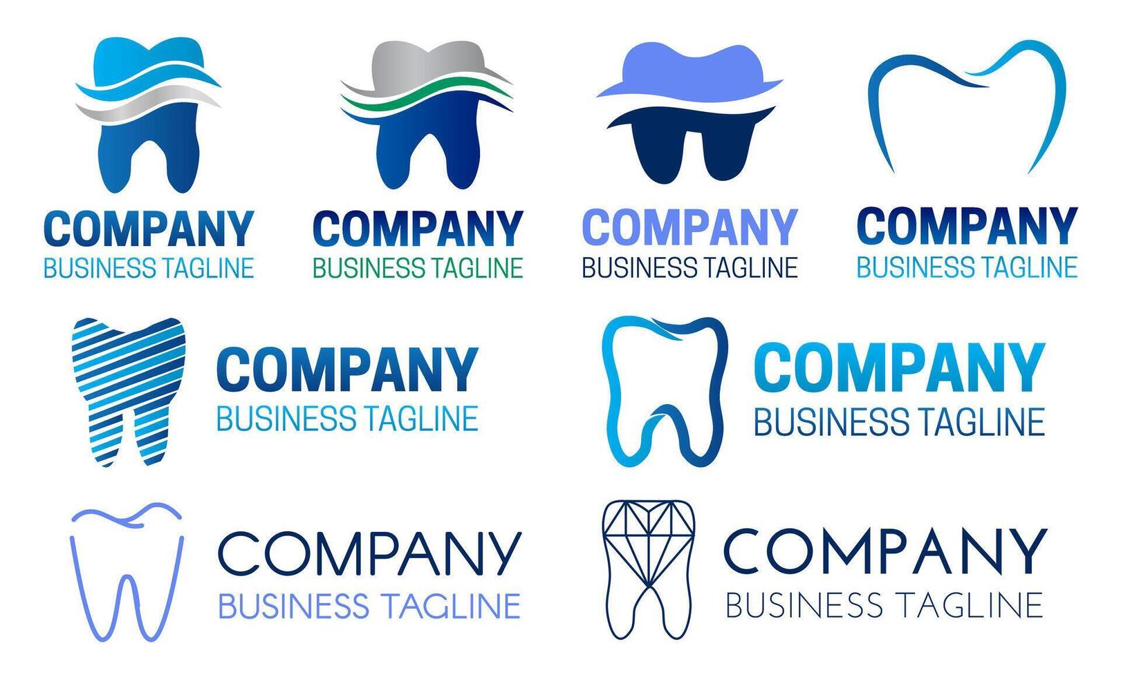 Dental oder Zahnarzt Logo Design einstellen vektor