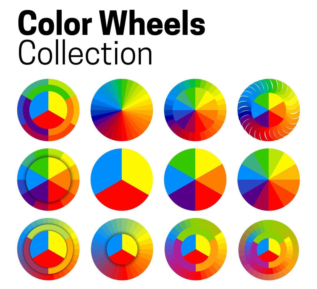 Färg hjul samling illustration med Färg teori och blandning vektor