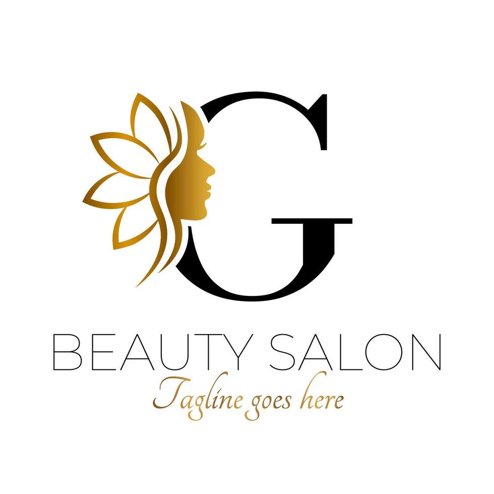 G Brief Initiale Schönheit Marke Logo Design im schwarz und Gold vektor