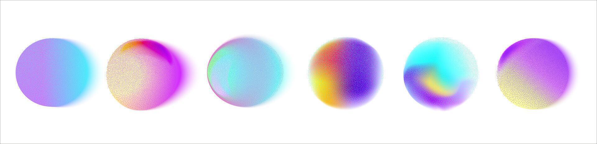 einstellen von Vektor Illustration mit ein abstrakt radial Gradient verwischen im Schatten von lila Grün und blau.lebendig einstellen von Aura glühen Runden mit ein Sanft Punkt Neon- Element.Farbe holographisch runden Formen.