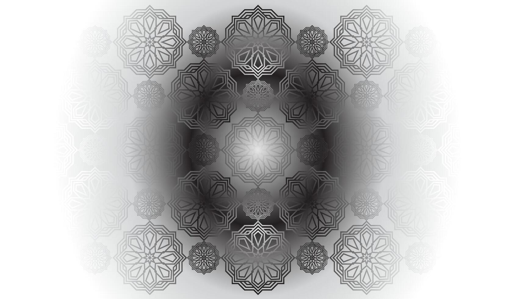 Vektor Gradient schwebend schwarz Farben Hintergrund mit ein Muster von Mandala Arabisch Kalligraphie geometrisch islamisch Ornament Dekor Rahmen eid Ramadan