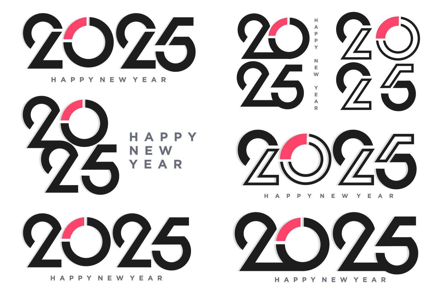 groß einstellen von 2024 glücklich Neu Jahr Logo Text Design. 2025 Nummer Design Vorlage. Vektor Illustration