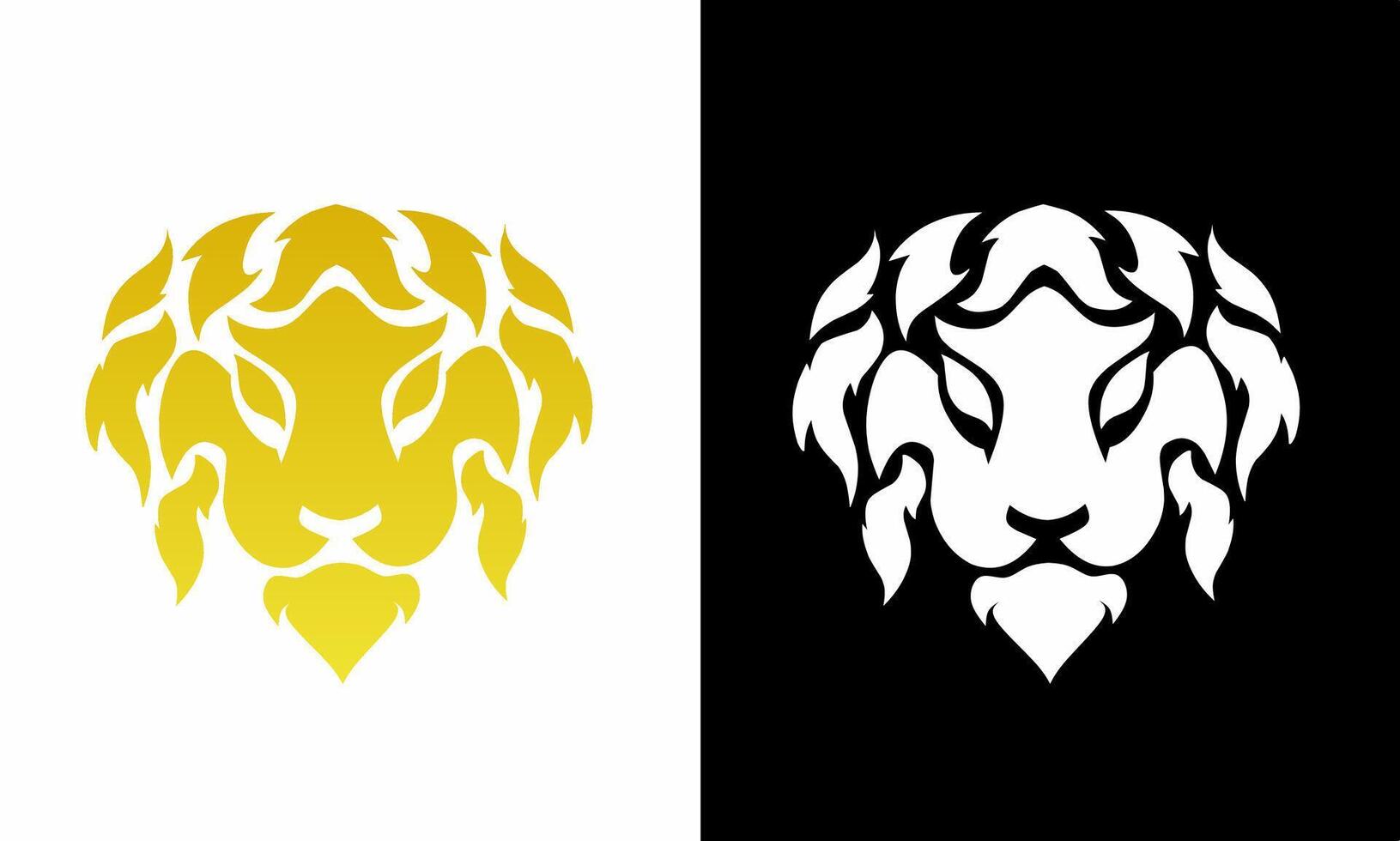 illustration vektor grafik av abstrakt design av ett elegant guld och vit lejon huvud logotyp