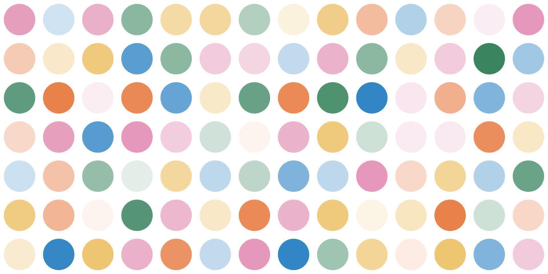 roligt abstrakt prickad bakgrund i regnbåge färger. urblekt färgrik polka prickar mönster. cirklar konfetti på beige bakgrund. retro horisontell bakgrund vektor