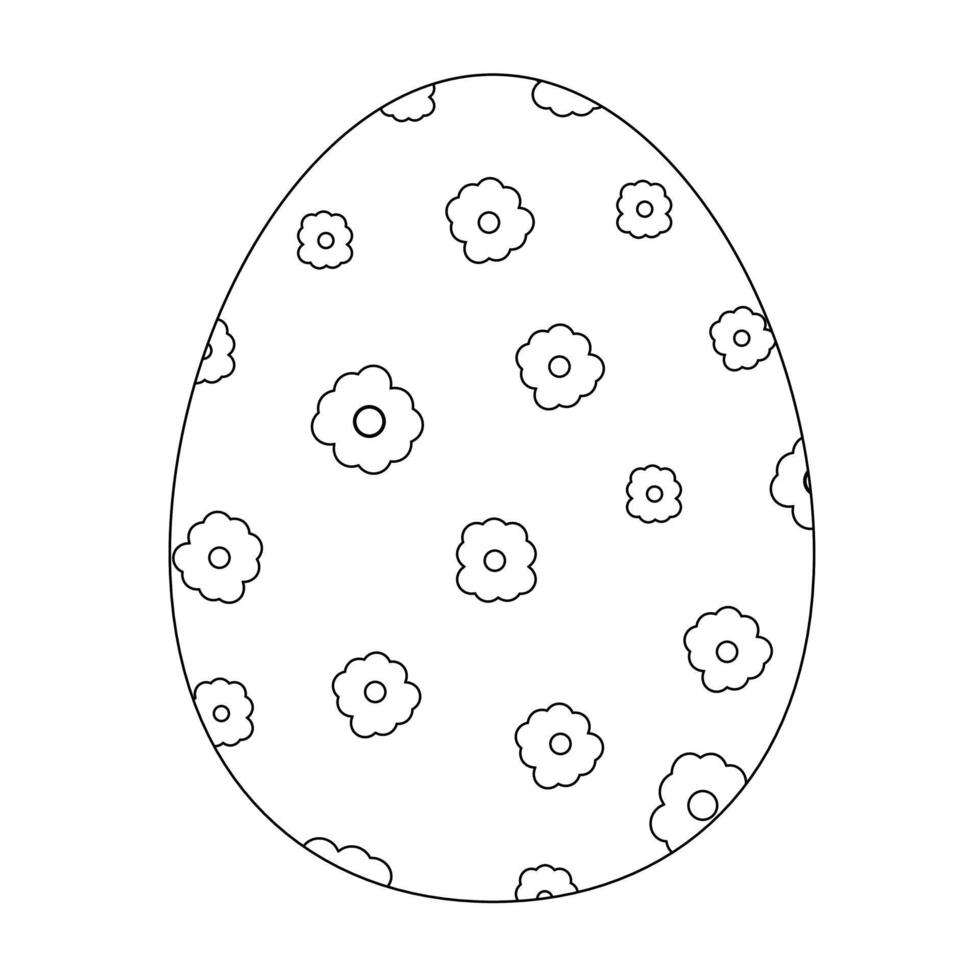 Kinder Färbung Bücher. Ostern Ei dekoriert mit Blumen. vektor