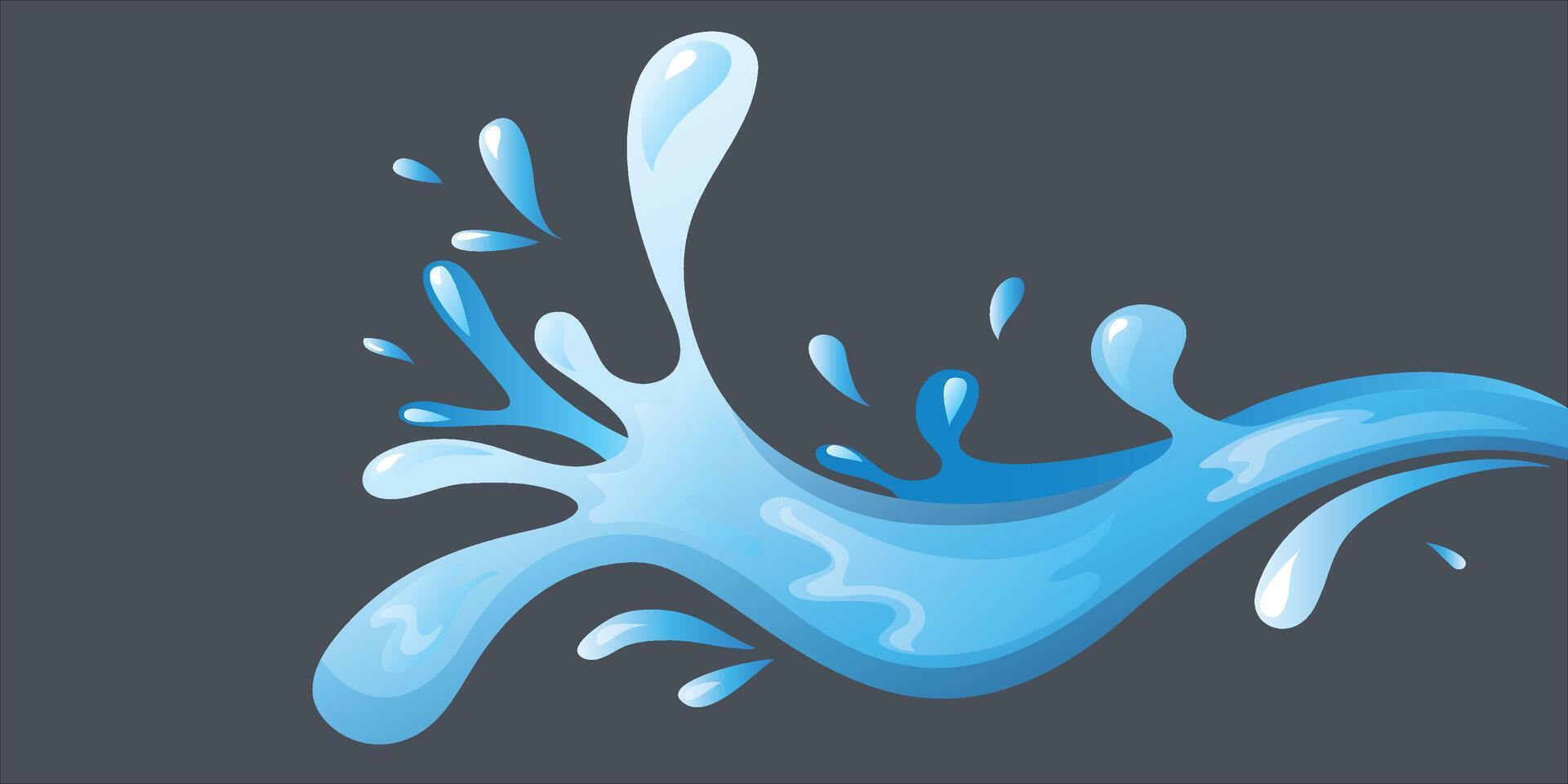 sauber Wasser Spritzen. Wasser Bogen isoliert Illustration. Blau Flüssigkeit oder Wasser Spritzen im drei dimensional Illustration vektor