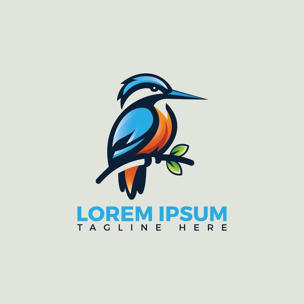 logotyp design av en kungsfiskare fågel, visa upp dess färgrik fjäderdräkt och distinkt näbb, representerar nåd och styrka vektor