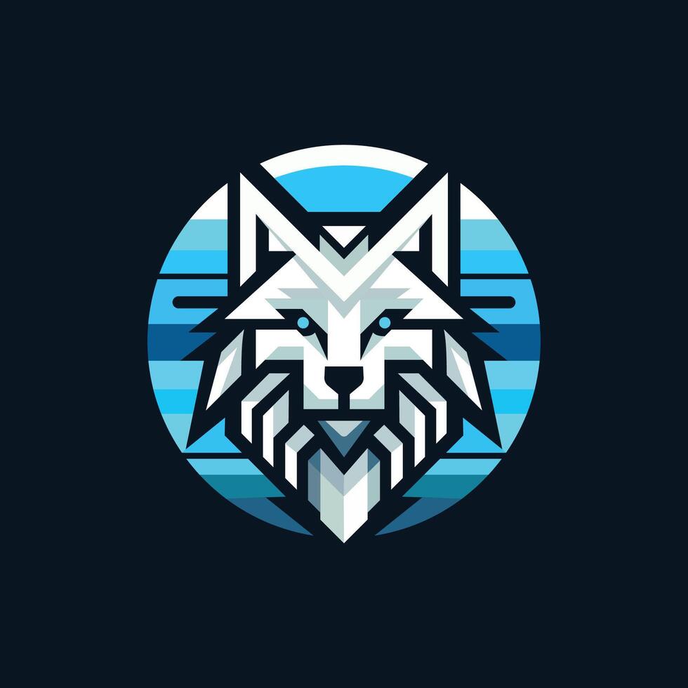 Blau und Weiß geometrisch Wolf Logo, Darstellen Stärke und Eleganz. vektor