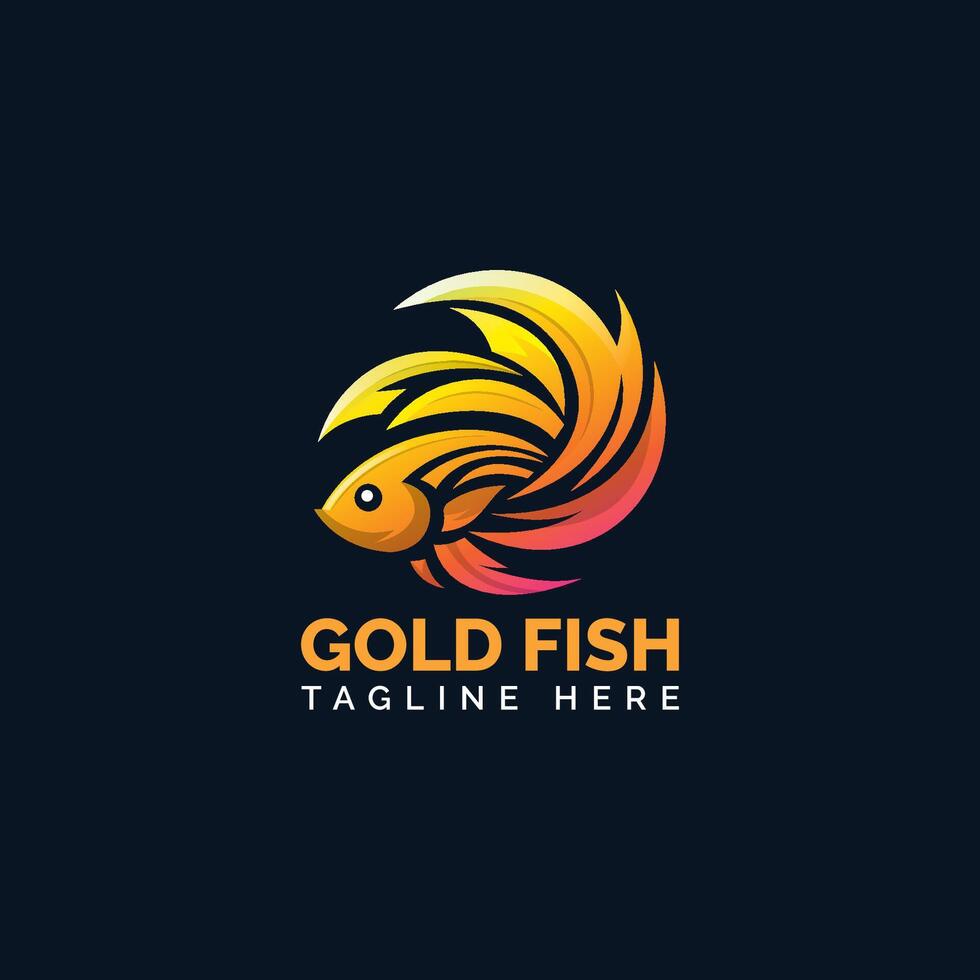 skön lutning guld fisk logotyp design mall vektor