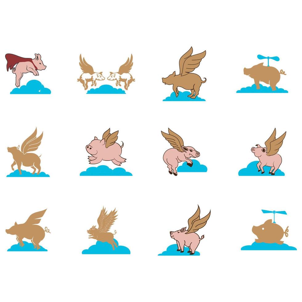 Sammlung von fliegend Schwein Logos vektor