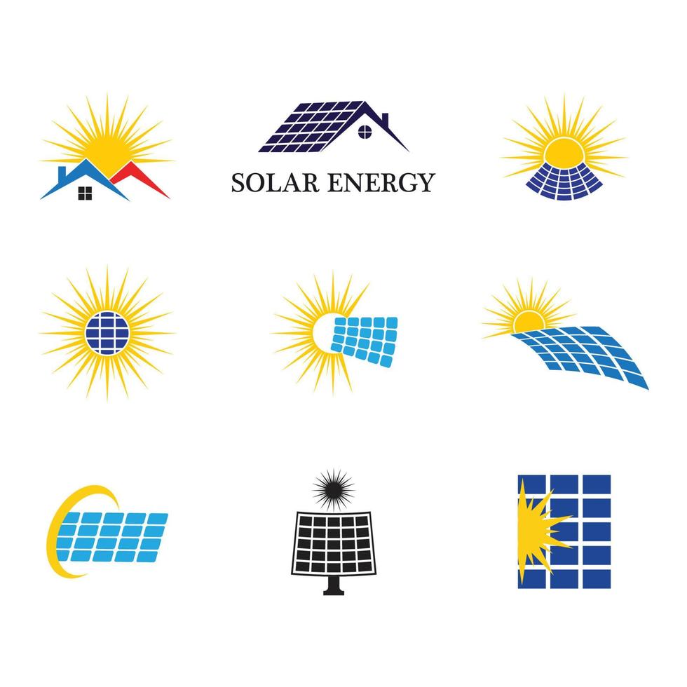 solar logotyp energi ikon vektor design
