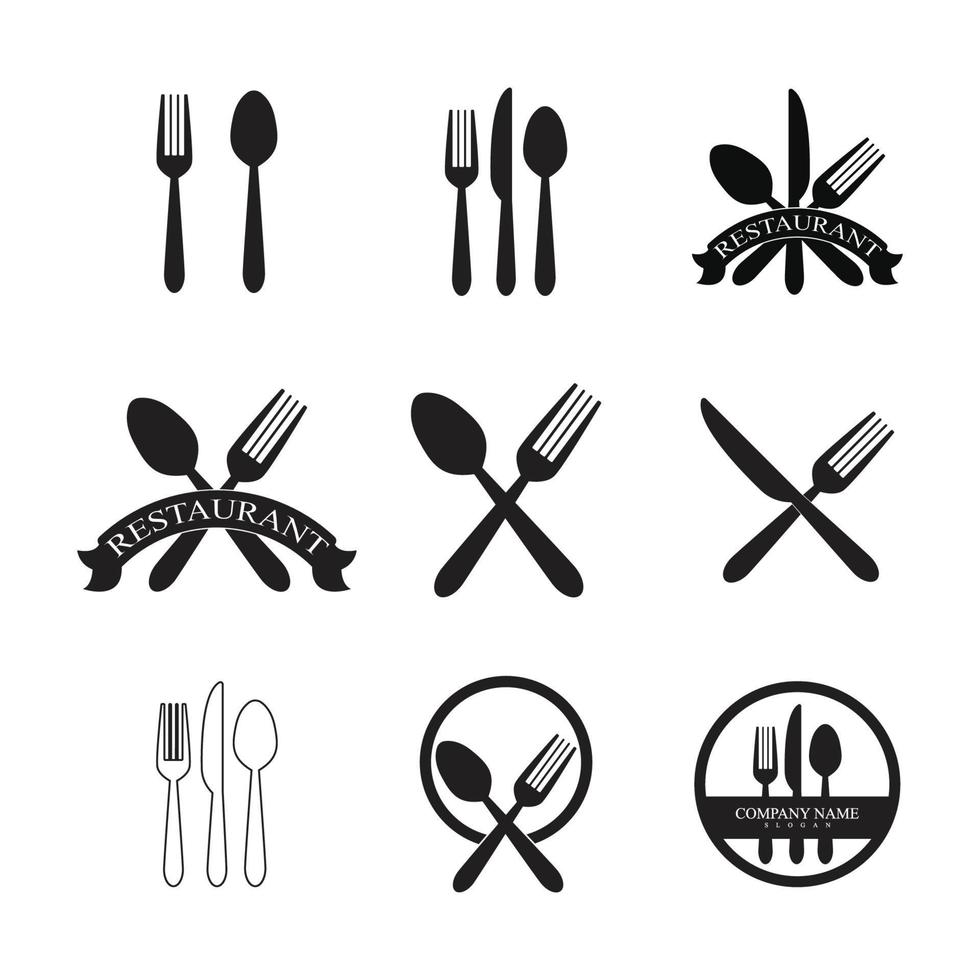 sked och gaffel logotyp mall illustration vektor