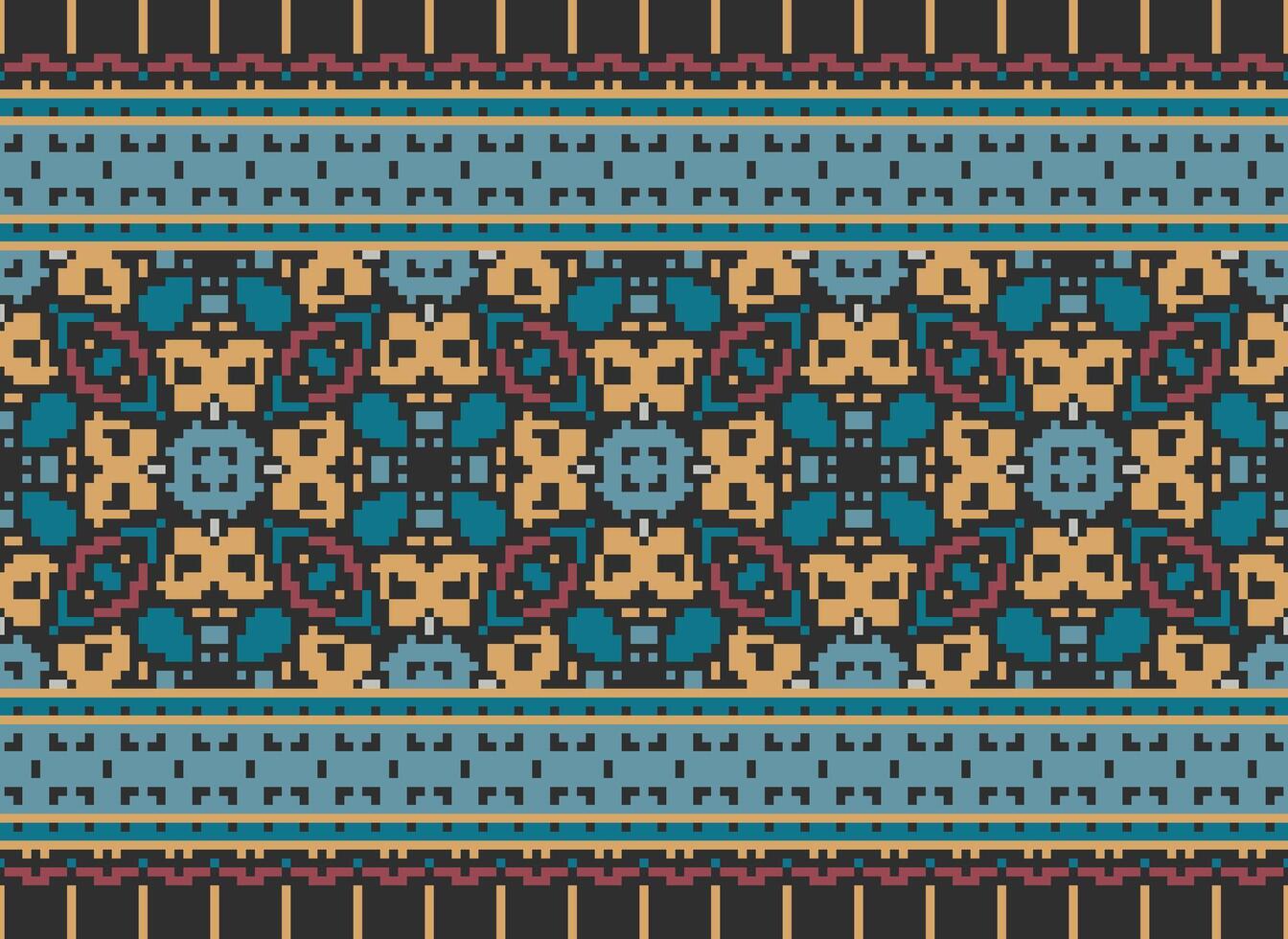 Kreuz Stich. Pixel. geometrisch ethnisch orientalisch nahtlos Muster traditionell Hintergrund. Azteken-Stil abstrakt Vektor Illustration. Design zum Textil, Vorhang, Teppich, Hintergrund, Kleidung, Verpackung
