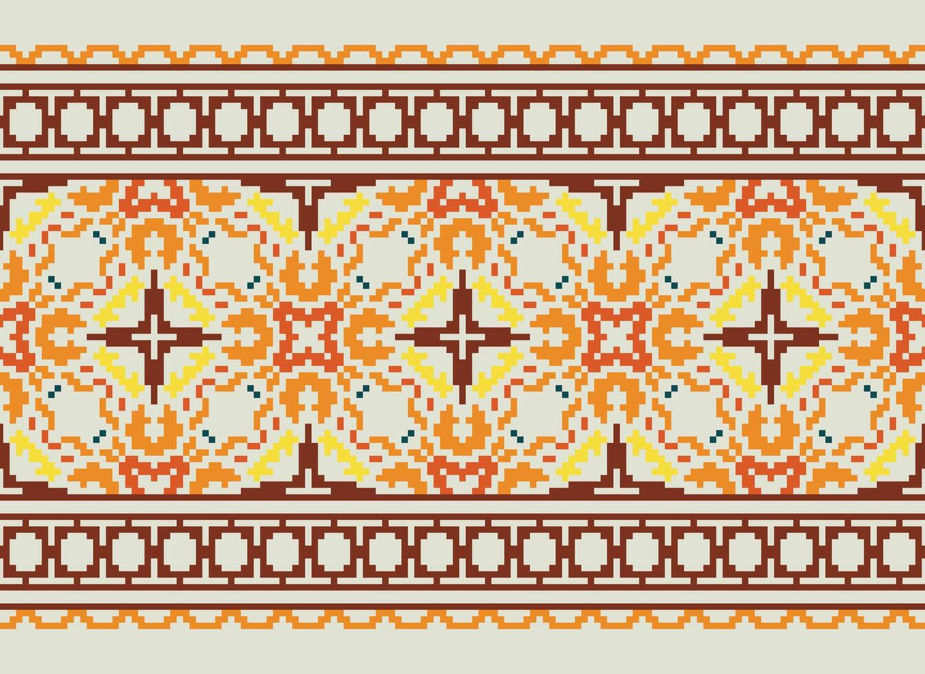 Kreuz Stich. Pixel Muster. ethnisch Muster. abstrakt Kunst. Design zum Teppich, Hintergrund, Kleidung, Textil, Kopfkissen, Vorhang, Bettdecke, Tabelle Läufer. Mehndi. Ruschnyk. Erde Ton. Jahrgang. Vektor. vektor