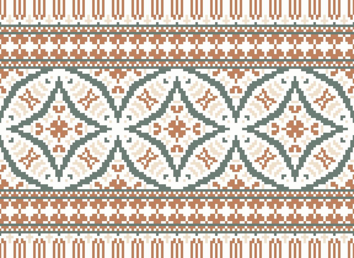 korsa sy. pixel mönster. etnisk mönster. abstrakt konst. design för matta, tapet, Kläder, textil, kudde, ridå, lakan, tabell löpare. mehndi. rushnyk. jord tona. årgång. vektor. vektor