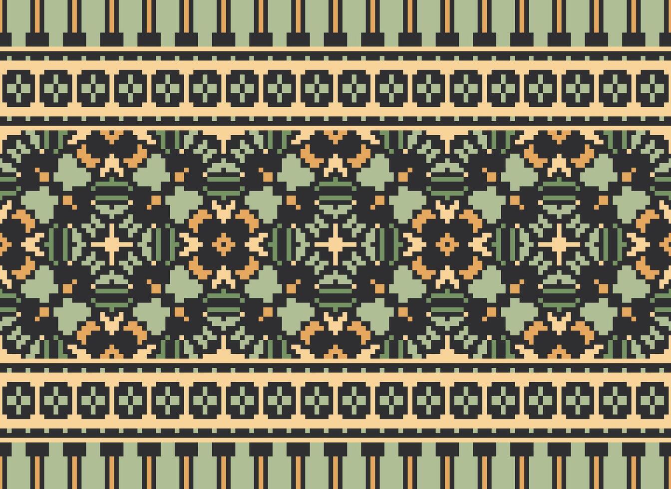 Blumen- Kreuz Stich stickerei.geometrisch ethnisch orientalisch nahtlos Muster traditionell Hintergrund.aztec Stil abstrakt Vektor illustration.design zum Textur, Stoff, Kleidung, Verpackung, Dekoration, Druck.